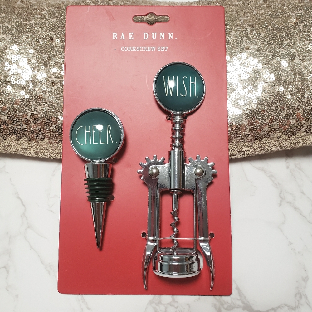 Rae Dunn WISH - CHEER Corkscrew set.